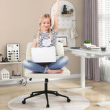 PU Leather Upholstered Cross-legged Office Chair with Wheels-