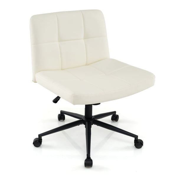 PU Leather Upholstered Cross-legged Office Chair with Wheels-