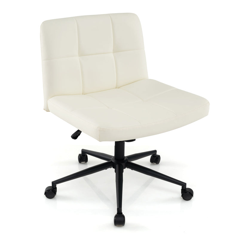 PU Leather Upholstered Cross-legged Office Chair with Wheels-