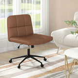 PU Leather Upholstered Cross-legged Office Chair with Wheels-