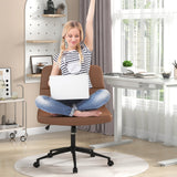 PU Leather Upholstered Cross-legged Office Chair with Wheels-
