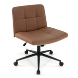 PU Leather Upholstered Cross-legged Office Chair with Wheels-