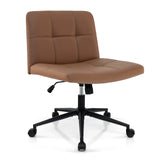 PU Leather Upholstered Cross-legged Office Chair with Wheels-