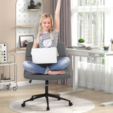 PU Leather Upholstered Cross-legged Office Chair with Wheels-