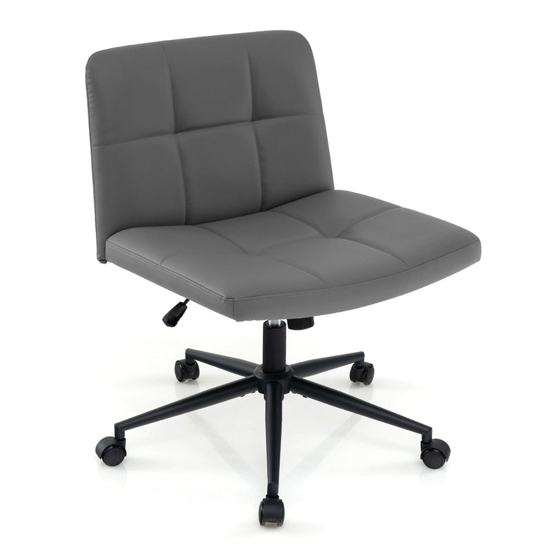 PU Leather Upholstered Cross-legged Office Chair with Wheels-