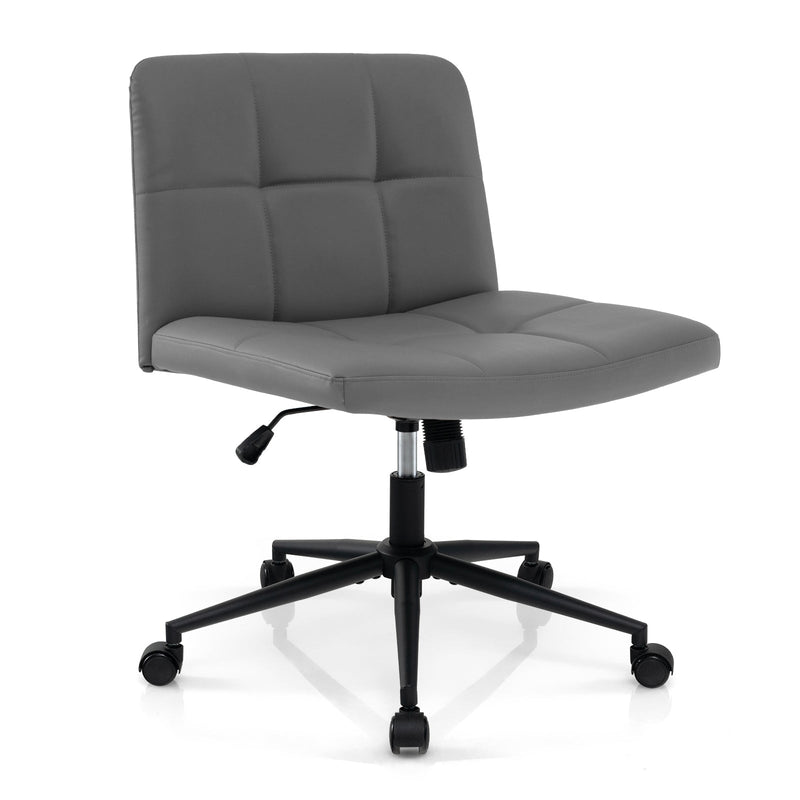 PU Leather Upholstered Cross-legged Office Chair with Wheels-