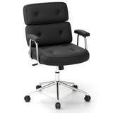 PU Leather Upholstered Office Chair with Button Tufted Back-