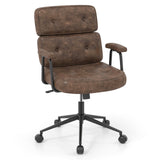 PU Leather Upholstered Office Chair with Button Tufted Back-
