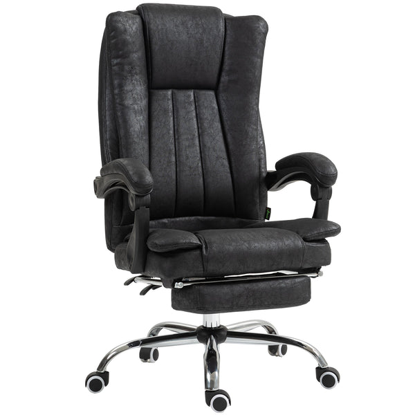 Ergonomic Microfiber Home Office Chair with Reclining Backrest - Armrests and Swivel Casters - Comfortable Desk Chair with Footrest for Long Working Hours