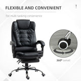 Executive Adjustable Office Chair - PU Leather Swivel Chair with Reclining Backrest & Retractable Footrest - Comfort for Home or Office Use