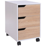 Mobile File Cabinet Pedestal - MDF Construction with 3 Lockable Drawers and Casters - Efficient Office Storage in Oak and White