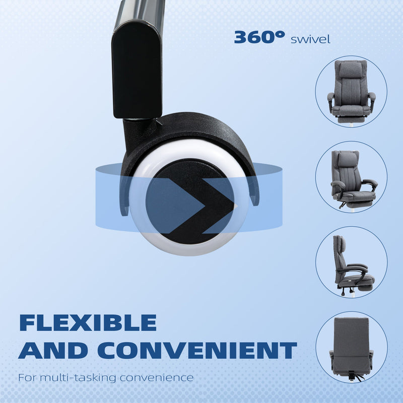 Ergonomic High Back Desk Chair with Headrest and Footrest - Executive Recliner Office Chair, Dark Grey - Ideal for Comfortable Working and Relaxation