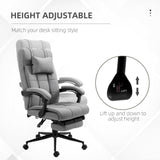 Ergonomic Office Chair with Footrest - Armrests, Lumbar Support & Adjustable Headrest in Light Grey - Comfort Seating for Long Work Hours