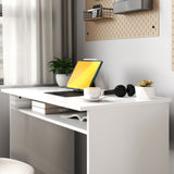 Vinsetto Home Office Chair and Computer Desk Set, Mesh Chair with Swivel Wheels, Study Desk with Storage Shelf, High Gloss White and Grey