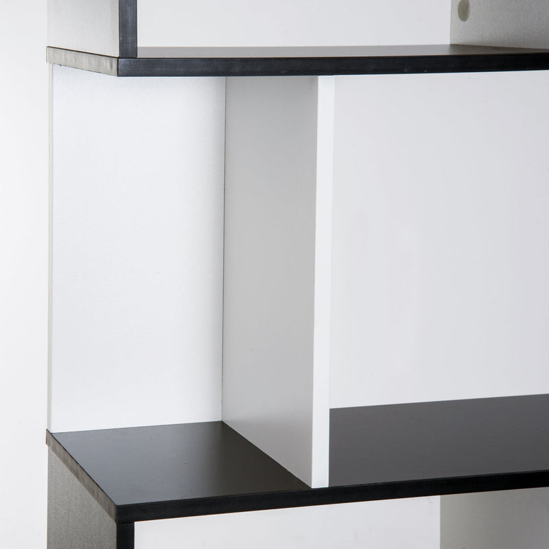 5-Tier S-Shaped Bookcase - Modern Storage & Display Shelving Unit, Divider in Black - Ideal for Organizing Books, Decor in Living Room or Office