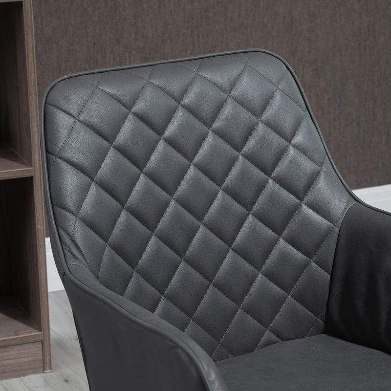 Swivel Leather-Feel Office Chair - Mobile Study & Leisure Seating Solution in Grey - Perfect for Home Office Comfort and Style