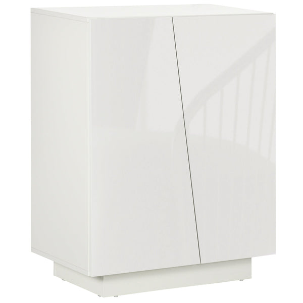 Freestanding Wooden Cabinet for Bedroom - High-Gloss Sideboard with Adjustable Shelves - Elegant Storage Solution for Clutter-Free Living Spaces