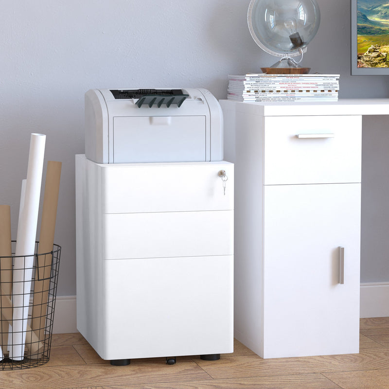 3-Drawer Steel File Cabinet with Lock - Mobile Vertical Filing Storage, Fully Assembled - Secure Organizer for Home Office or Business Documents