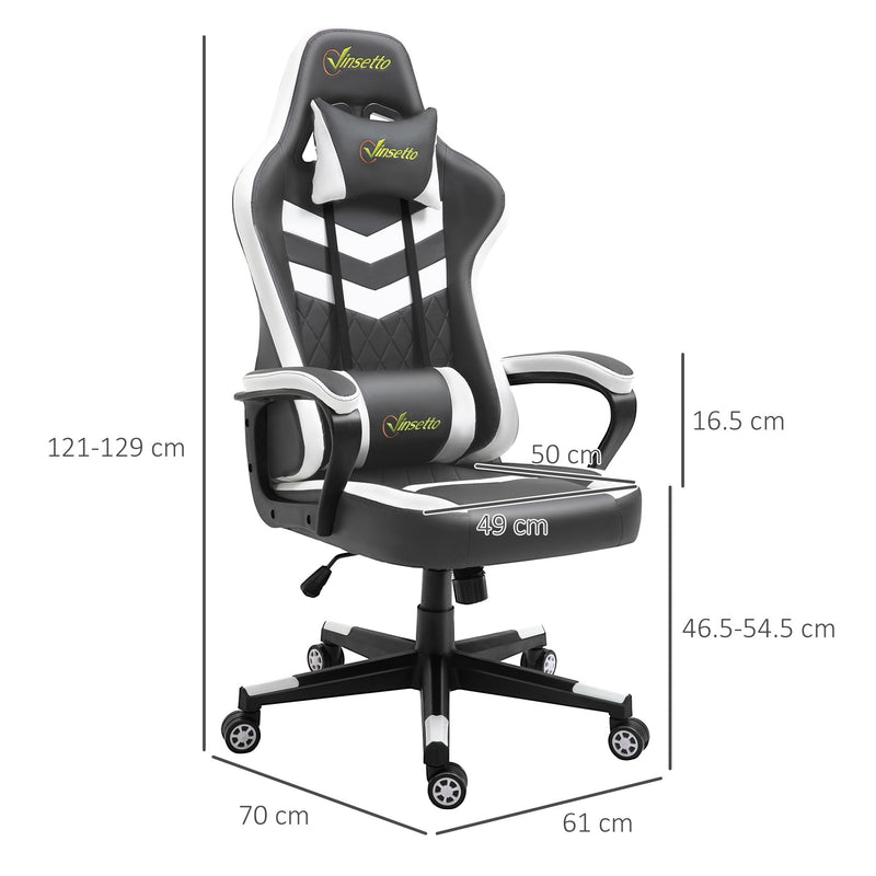 Ergonomic Racing-Style Gaming Chair - Adjustable Lumbar Support, Headrest, 360° Swivel, Durable PVC Leather - Comfortable Home Office Seating for Gamers and Professionals