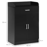 Modern Black Storage Cabinet - Compact Floor Unit with Drawer & Adjustable Shelving for Kitchen or Living Space - Space-Saving Organizer for Home Essentials