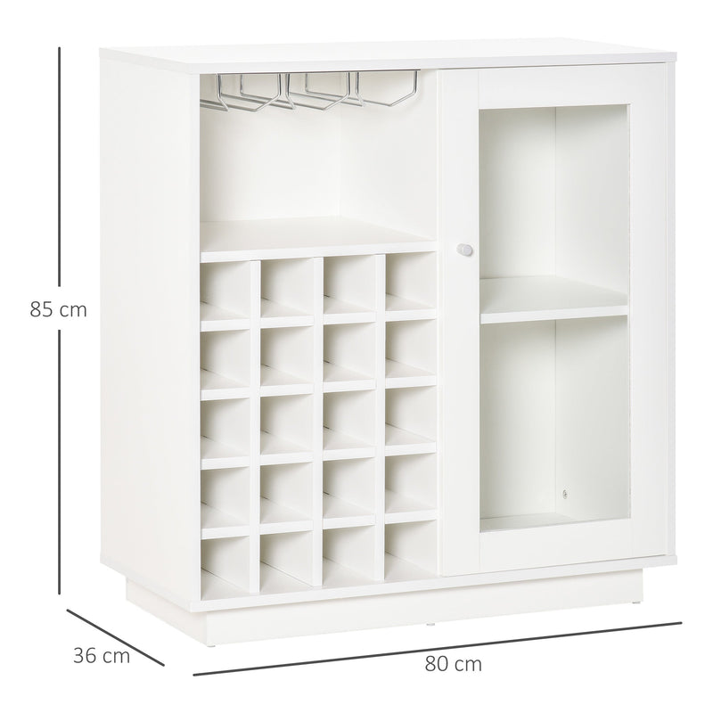 Modern Sideboard Wine Cabinet - Glass Door Display, Built-In Glass Holder & 20-Bottle Storage Rack - Elegant Organization for Home Bar, Living Room, Dining Area