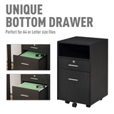 Lockable Mobile File Cabinet - Versatile Storage Cupboard for Home Office, Bedroom, and Living Room, 39.5x40x60 cm - Secure Filing Solution in Sleek Black Design