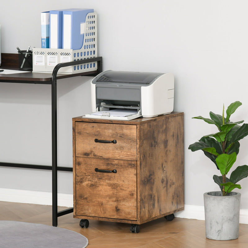 2-Drawer Mobile File Cabinet - Hanging File Folder Compatible, Rolling Storage - Home Office Organization and Space Saving Under Desk Solution
