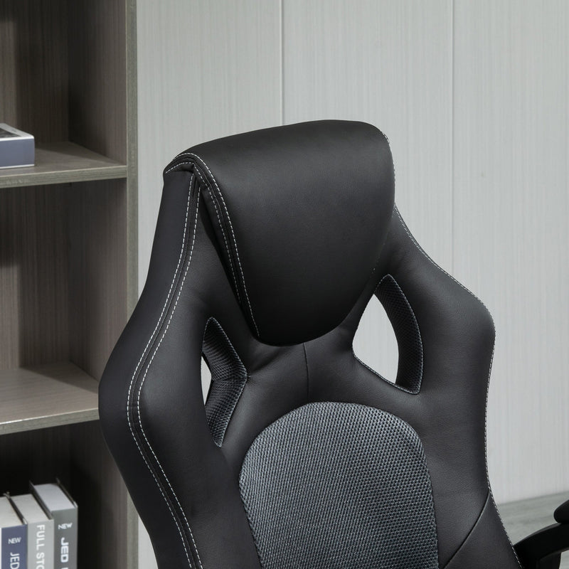 High-Back Swivel Office Chair - Faux Leather Ergonomic Computer Desk Seat with Wheels & Armrests - Comfortable Design for Home or Office Use