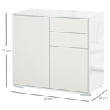 2-Drawer & 2-Door Push-Open Cabinet - White Storage Solution for Home Office - Streamlined Organization Furniture
