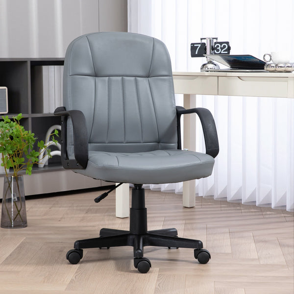 Swivel Executive Office Chair - PU Leather, Ergonomic Computer Desk Chair for Gaming and Office Work - Ideal for Professionals and Gamers in Grey