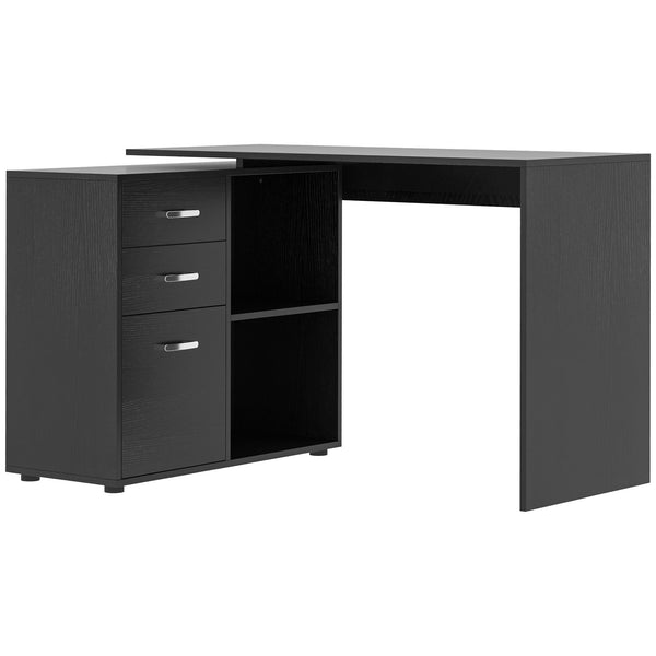 L-Shaped Computer Desk with Drawers and File Cabinet - Spacious Workstation for Home Office - Ideal for Organization and Comfortable Working Environment