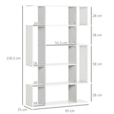 5-Tier Modern Bookcase with 13 Open Shelves - Freestanding Decorative Storage for Home Office, Study - Ideal for Organization and Display, White