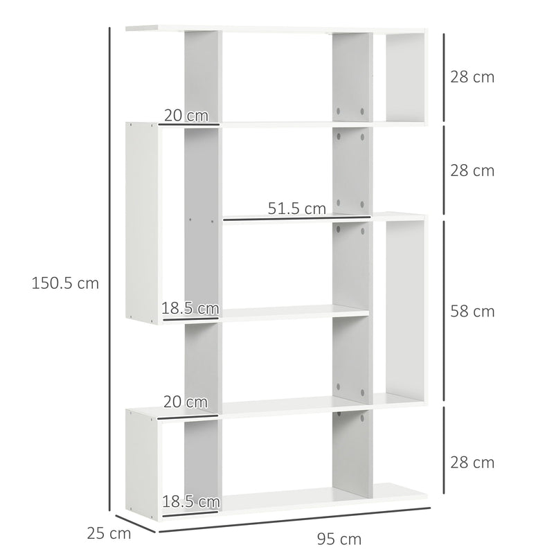 5-Tier Modern Bookcase with 13 Open Shelves - Freestanding Decorative Storage for Home Office, Study - Ideal for Organization and Display, White