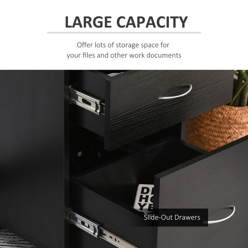 Rolling File Cabinet with Two Drawers - Mobile Storage Unit and Bedside Table in Black - Space-Saving Solution for Home and Office Organization