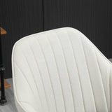 Linen Fabric Leisure Office Chair - Swivel Scallop-Shaped Computer Desk Chair with Wheels - Ideal for Home Study and Bedroom Comfort, Beige