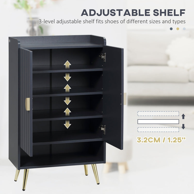 Modern 2-Door Shoe Organizer with Open Shelf - Adjustable Hallway Cupboard Fits 15 Pairs, Entryway Shoe Storage - Ideal for Home Clutter Reduction and Space Saving