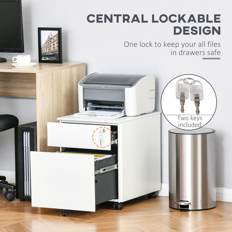 Steel Lockable Vertical File Cabinet with Pencil Tray - Mobile Storage Solution for A4, Letter, and Legal Files - Ideal for Home Office Organization