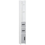 Freestanding Tall Grey Bathroom Storage Cabinet - Modern Design with Open Shelves & 3 Cupboards - Ideal for Bathroom Organization, Bedroom & Hallway Spaces