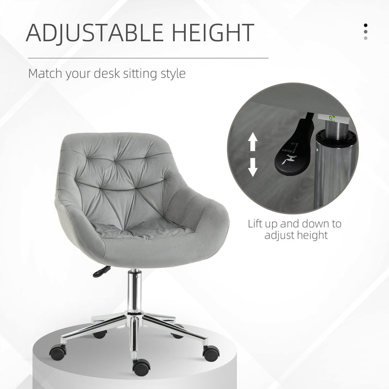 Velvet Ergonomic Home Office Chair - Comfy Computer Desk Chair with Adjustable Height & Supportive Arm/Back - Ideal for Extended Work Sessions