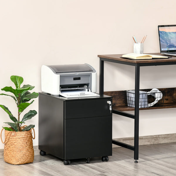 Lockable Steel Vertical File Cabinet with Pencil Tray - Home Office Rolling Filing Storage for A4, Letter, and Legal Documents - Compact Design with Casters for Easy Mobility
