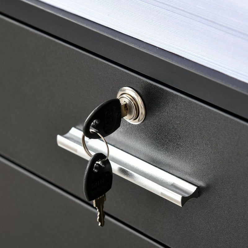 Lockable Mobile File Cabinet - Versatile Storage Cupboard for Home Office, Bedroom, and Living Room, 39.5x40x60 cm - Secure Filing Solution in Sleek Black Design