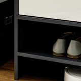 High Gloss White Shoe Cabinet with Open Shelves - Modern Hallway Storage Organizer for 15 Pairs - Stylish Grey Footwear Cupboard