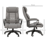 High Back Executive Office Chair with 6-Point Vibration Massage - Extra Padded Ergonomic Swivel Chair with Tilt Function, Grey - Ideal for Stress Relief and Long Hours at Desk