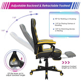 Ergonomic Swivel Gaming Chair with Retractable Footrest and Lumbar Support-