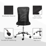 Ergonomic Mesh Office Chair - Armless Mid-Back Design with Height Adjustment & Swivel Casters - Ideal for Home Workstations and Small Desks
