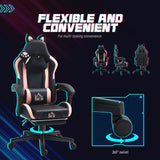 HOMCOM Cat Ear and Paw Reclining Office Chair, with Footrest - Black/Pink