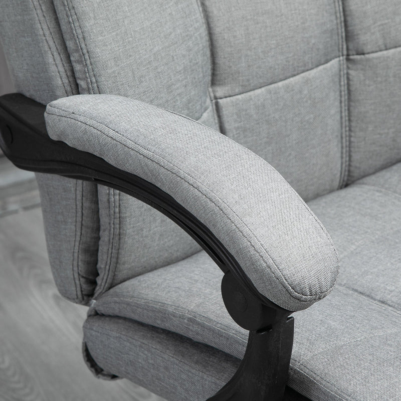 Ergonomic Office Chair with Footrest - Armrests, Lumbar Support & Adjustable Headrest in Light Grey - Comfort Seating for Long Work Hours