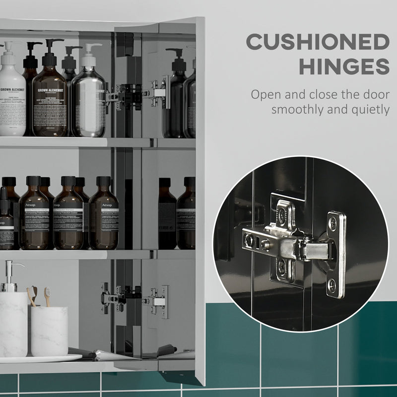 Wall-Mounted Mirror Cabinet - Bathroom Medicine Storage with Hinged Door, Multiple Shelves - Ideal for Organizing Toiletries and Laundry Essentials