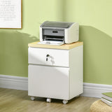 Mobile File Cabinet with 2 Lockable Drawers - A4 Hanging Bars and Smooth-Rolling Wheels for Documents - Ideal for Home Office and Study Storage, White
