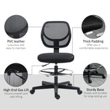 Ergonomic Mesh Office Chair with Adjustable Height and Footrest - Durable Standing Desk Chair in Black - Ideal for Extended Desk Work and Comfort